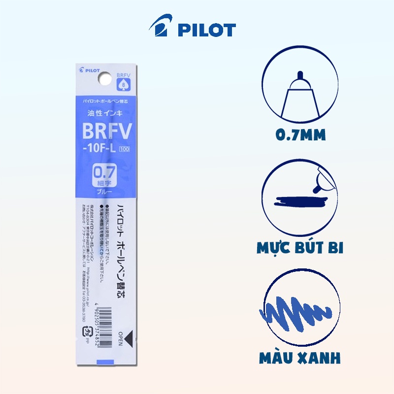 Ruột bút Pilot bút bi Acroball mực xanh (tip 0.7) dành cho dòng bút Acroball BRFV-10F-L