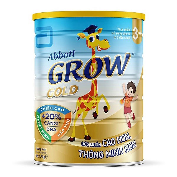 Sữa bột Abbott Grow Gold 3+hương Valli (HỘP 900gr)