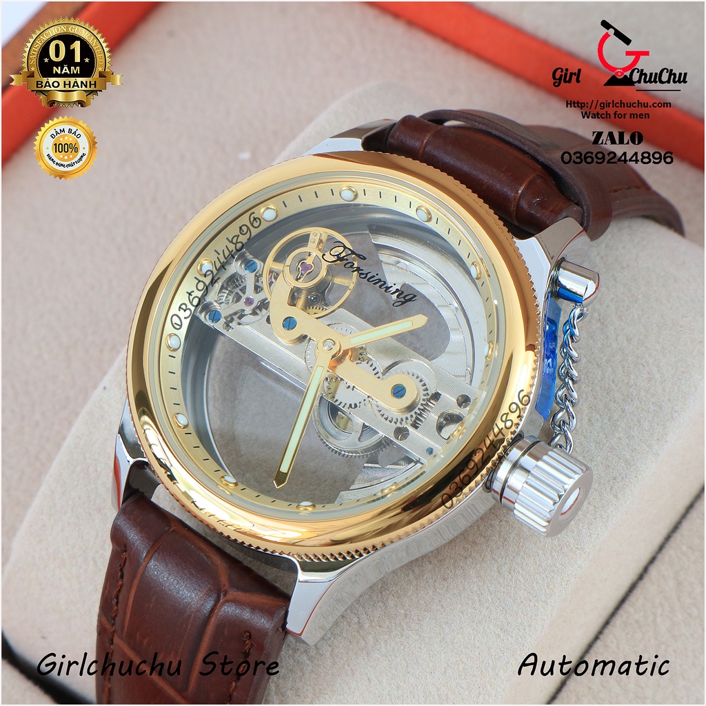 Đồng hồ nam Forsining với máy cơ tự động thiết kế độc đáo kiểu dáng cây cầu dừa sang trọng, thân máy thép không gỉ