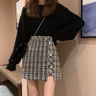 Chân váy dạ có cúc