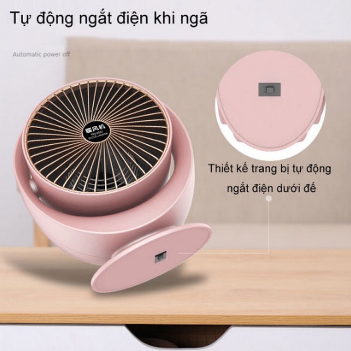 Quạt Nóng Sưởi Ấm Mini Để Bàn Bionic Air Pink