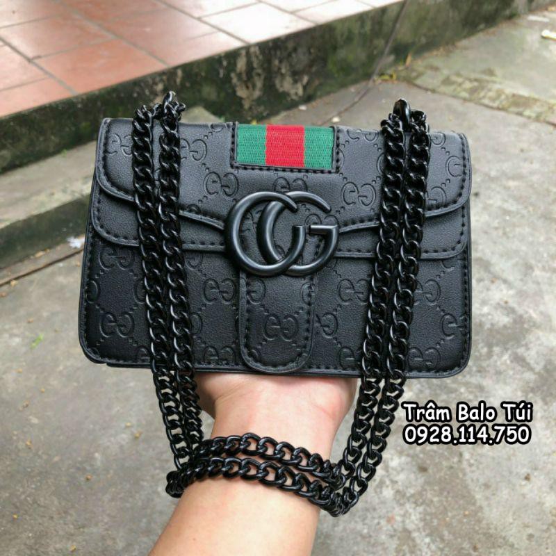 Túi thời trang đầu rồng và Gd dây đen sọc đỏ