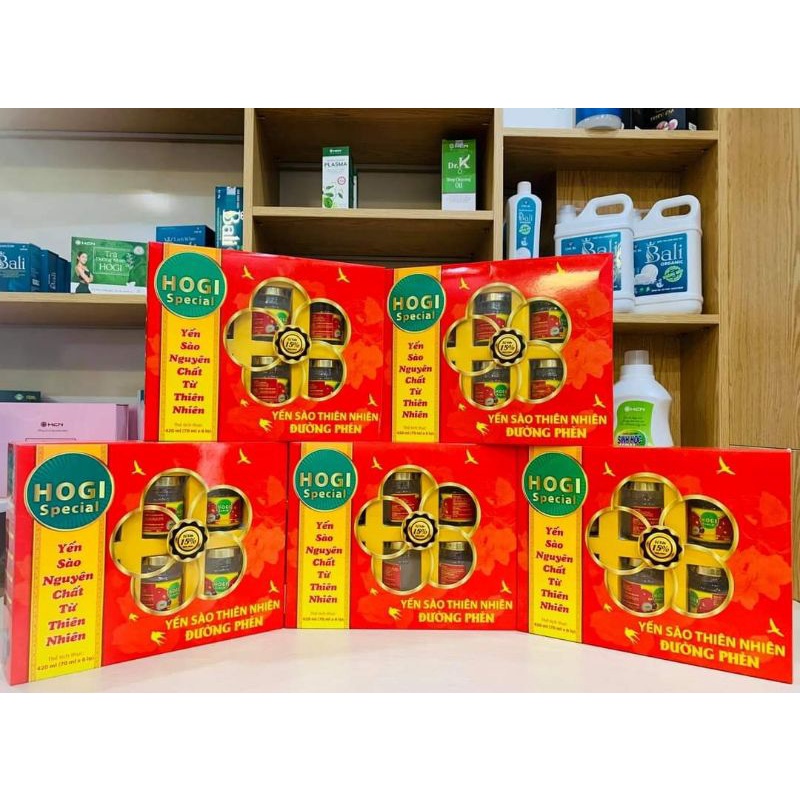Yến Sào Thiên Nhiên Đường Phèn HOGI, Hộp 6 Lọ 70ml - DT026