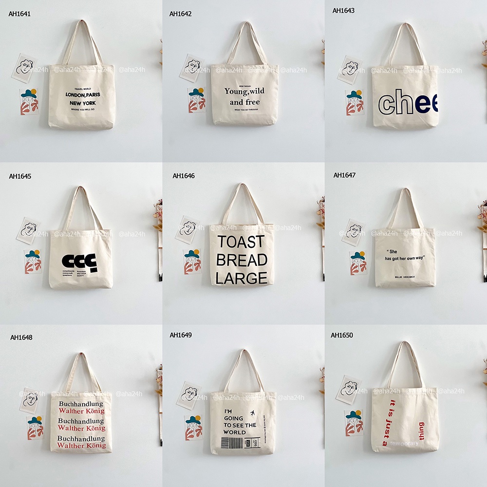 Túi tote vải CANVAS nhiều mẫu mềm mịn đeo vai đi học đi chơi | BigBuy360 - bigbuy360.vn