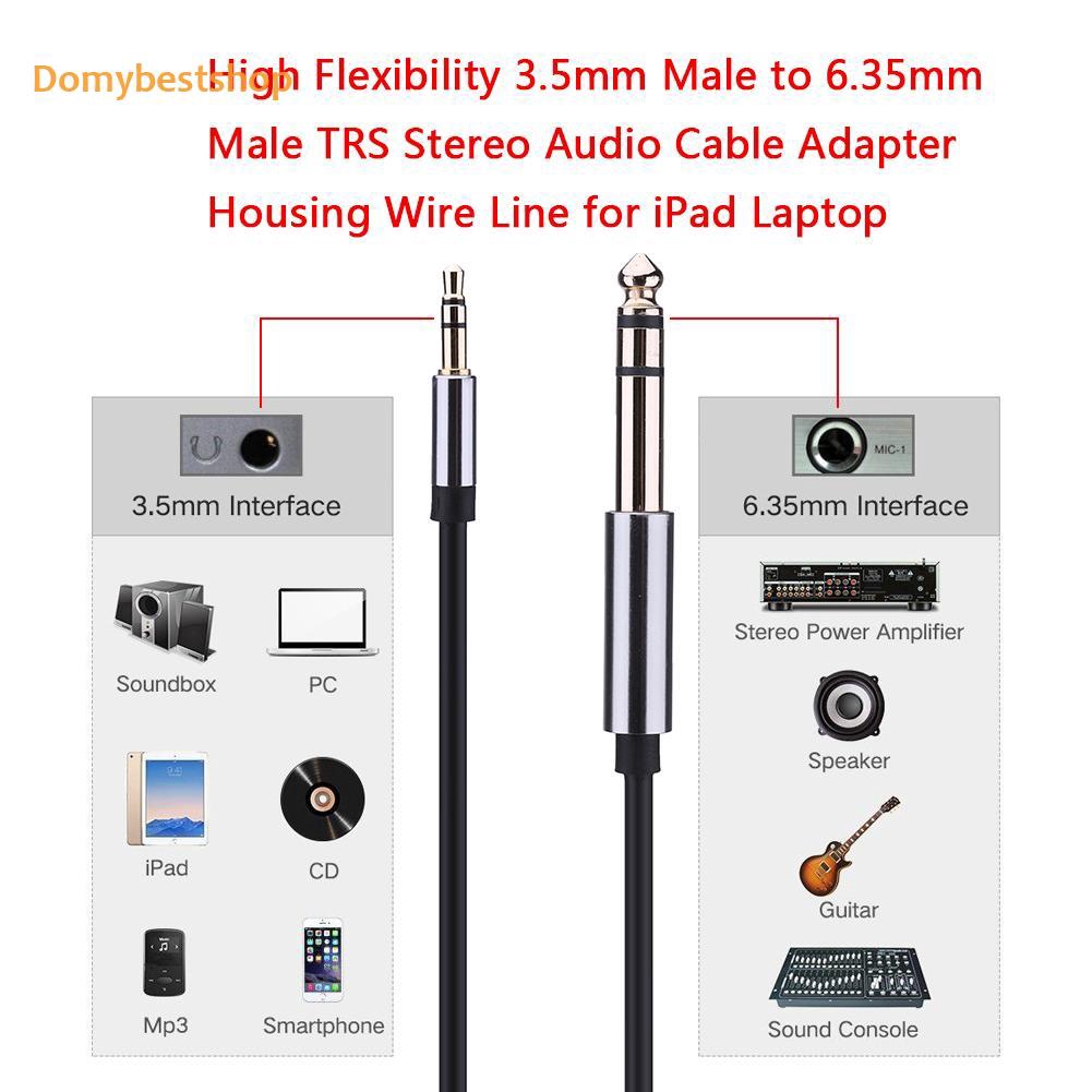 DBδ3.5mm Male to 6.35mm Well-function Male TRS Stereo Best Audio AUX Adapter Connector Jack Cable