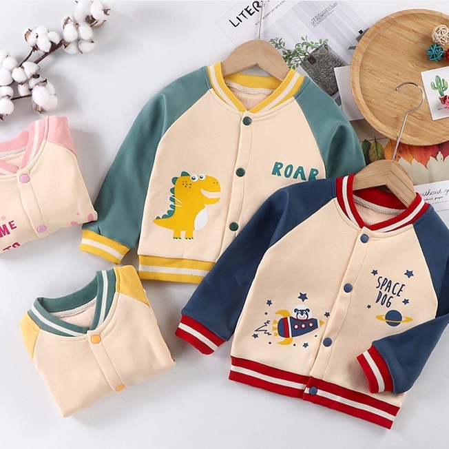 Áo khoác bé trai và bé gái Áo khoác đặt bom in hình dễ thương Áo khoác trẻ em mùa thu và mùa đông