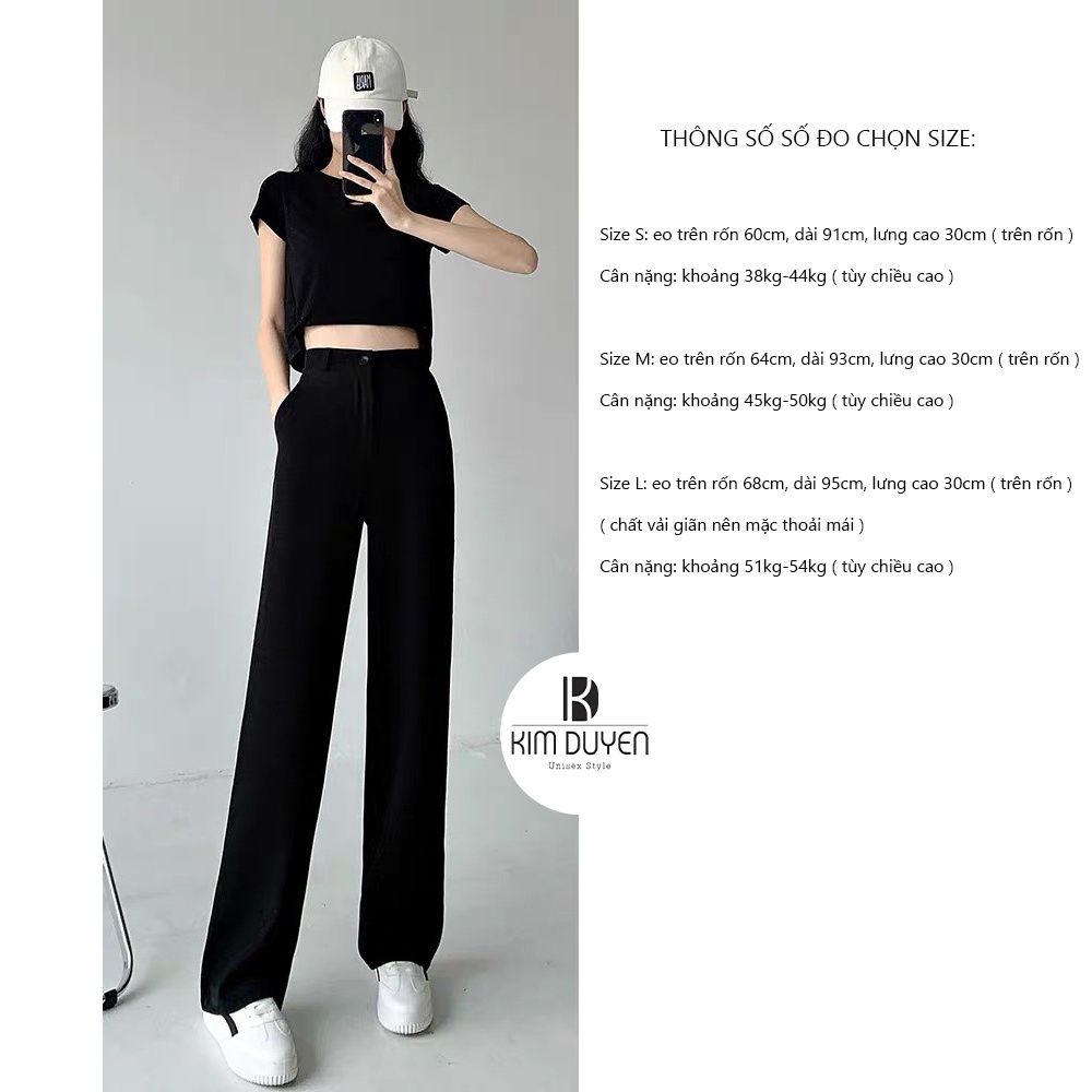 Quần Tây Ống Rộng Quần Ống Rộng Lưng Cao Hack Dáng Màu Đen Cá Tính Đủ Size S M L Siêu Hot