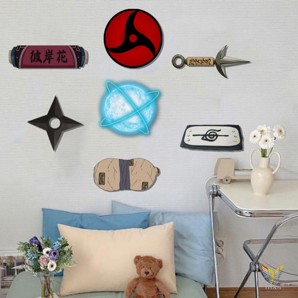 Bộ tranh dán tường Vũ khí Naruto, chất liệu Fomex, tranh decor trang trí nhà cửa, phòng ngủ
