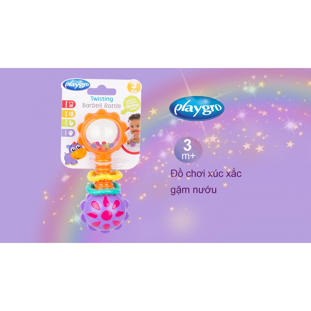 Đồ chơi xúc xắc gặm nướu Playgro Twisting Barbell Rattle, cho bé 3-24 tháng