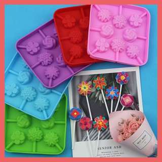 Khuôn kẹo mút hình hoa xinh xắn tặng kèm 10 que làm kẹo mút