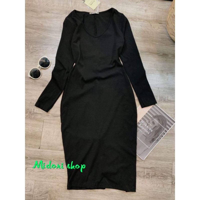 Đầm body cổ tim dài tay chất thun form dài cưng xỉu | BigBuy360 - bigbuy360.vn