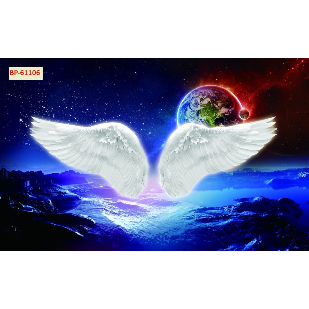 Tranh 3D đôi cánh thiên thần tặng kèm keo và dụng cụ dán