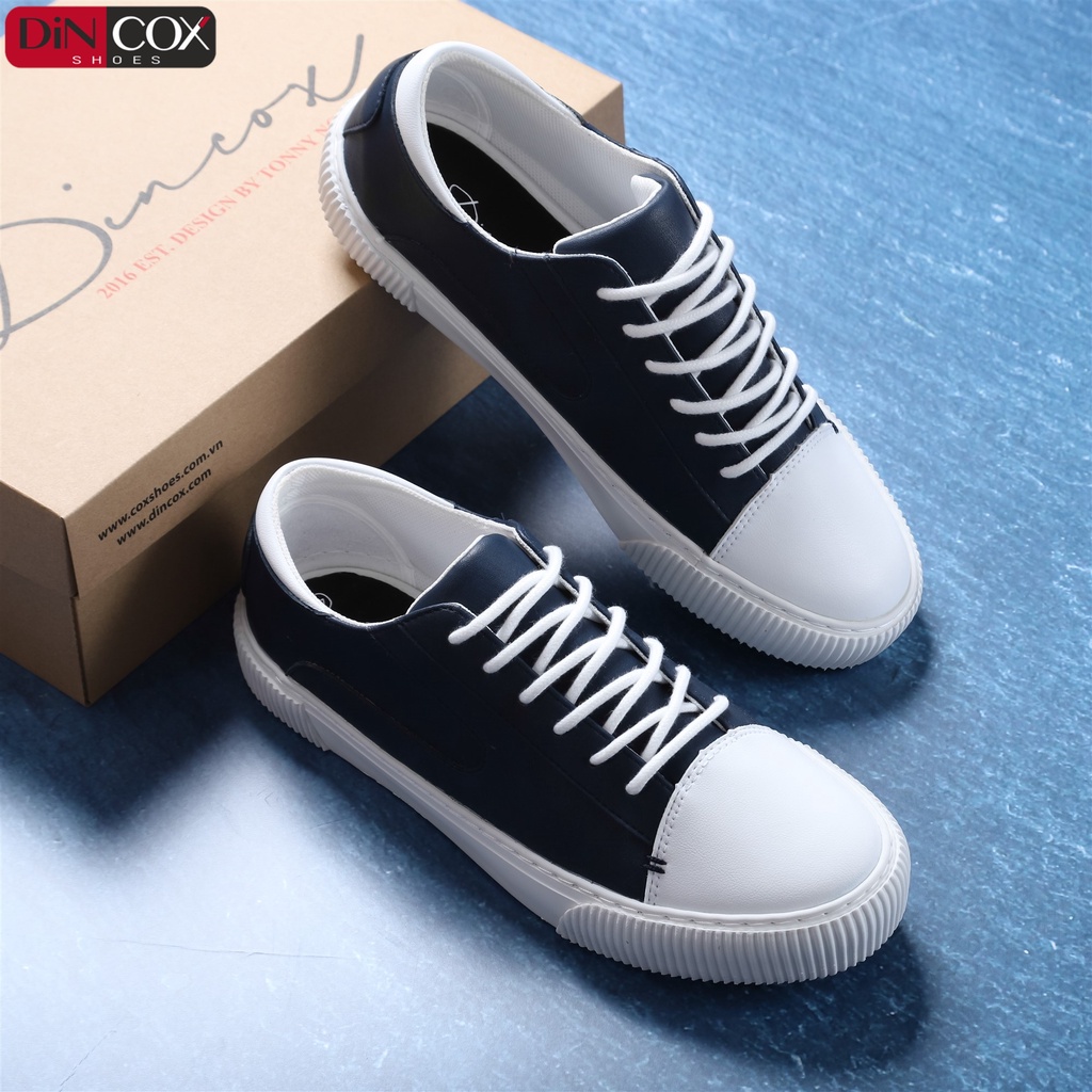 Giày Sneaker Da Nam DINCOX D07 Tinh Tế Hiện Đại Navy/White