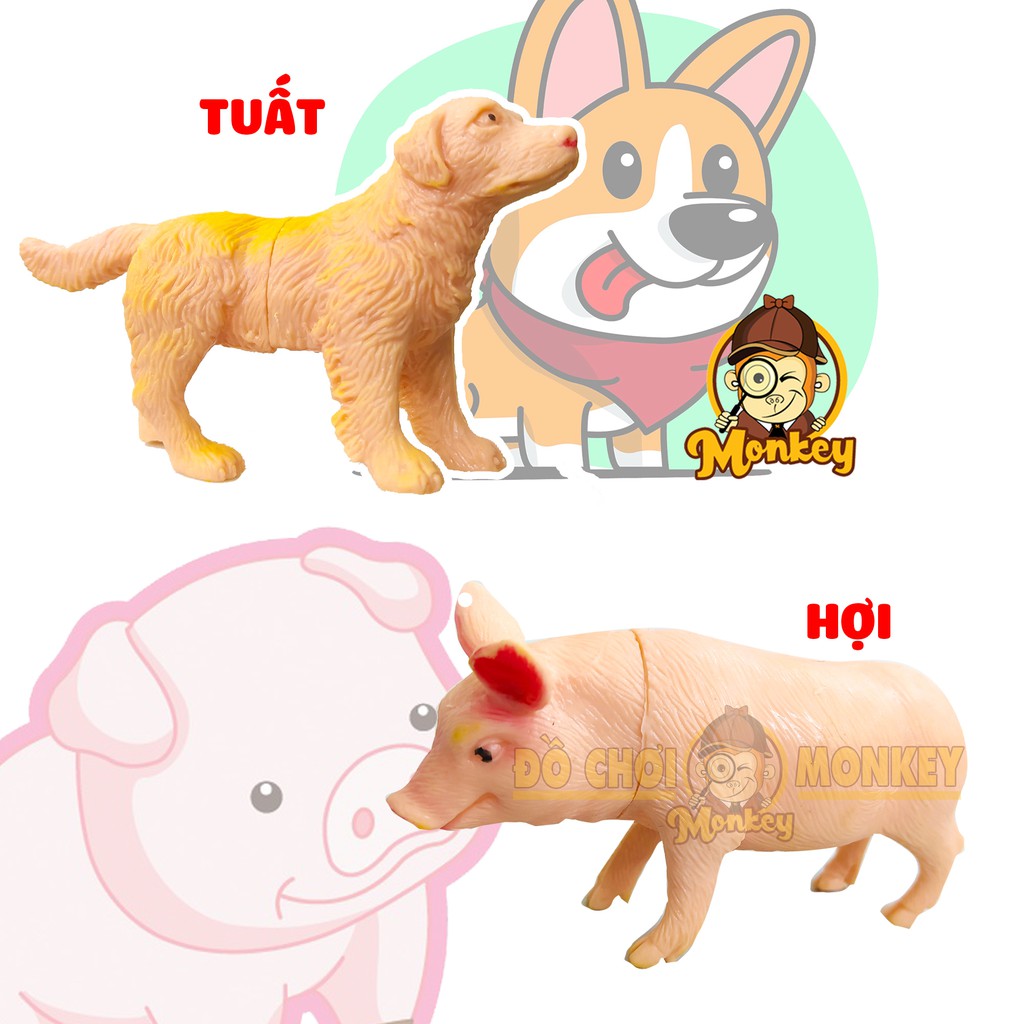 Đồ chơi mô hình động vật túi thú 12 con giáp bằng nhựa dẻo hàng Việt Nam HT7521 - Monkey