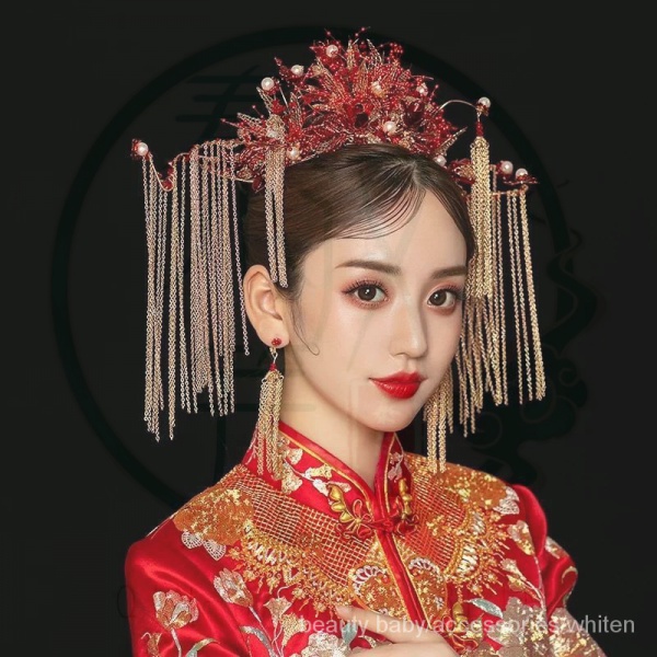 Vương miện cài tóc 48h đính tua rua phong cách cổ điển cho cô dâu