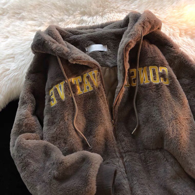 Áo khoác lông Conservative dáng hoodie, có mũ, lông dày mịn (ảnh thật ở cuối)