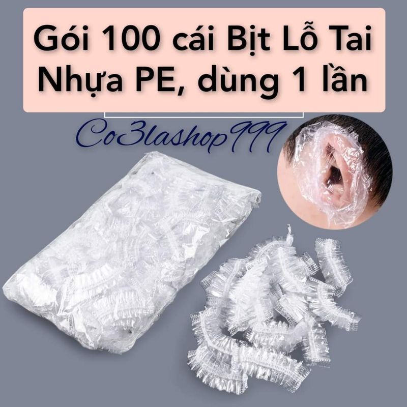 Gói 100 cái bịt lỗ tai nilon bảo vệ vành tai khi nhuộm làm tóc