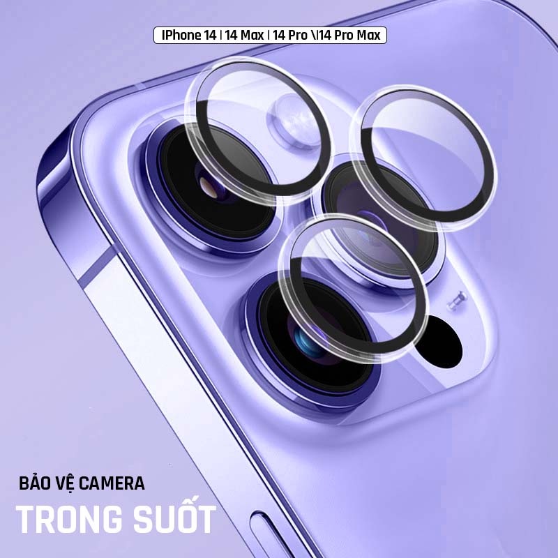 Bảo Vệ Camera IPhone 14 Pro/14 Pro Max Titan, Trong Suốt, Gold |BVC_IP| Chính Hãng, Dán Rời Từng Mắt, Không Để Lại Keo