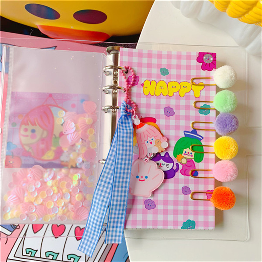 Ghim kẹp giấy đánh dấu trang sách kim loại đính quả bóng lông nhiều màu sắc xinh xắn cho học sinh nhân viên văn phòng