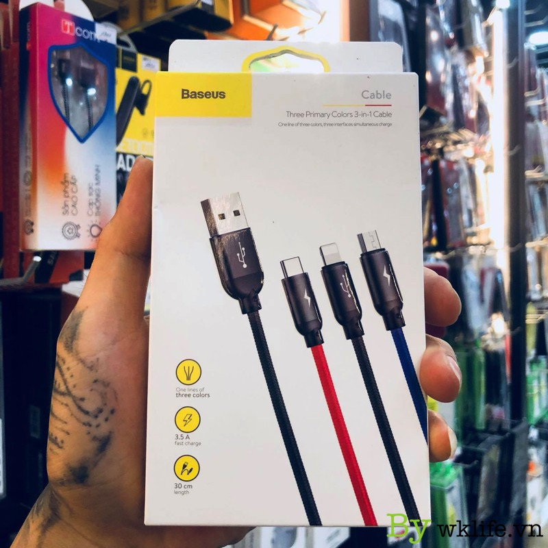 Cáp 3 in 1 Baseus Lightning + Micro USB + TYPE C | Bảo Hành 1 Đổi 1