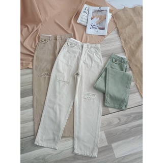 Quần Baggy Kaki nữ rách , form đep xịn [Hình + Video thật 100% Tici] Freeship 🖤