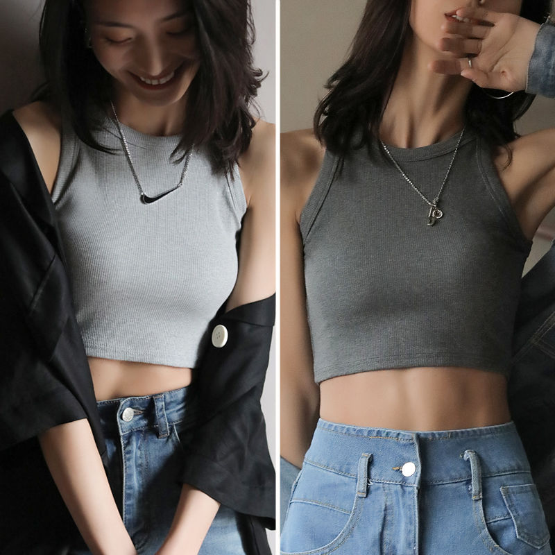 Áo croptop ba lỗ COZOKC vải cotton co giãn thời trang cho nữ