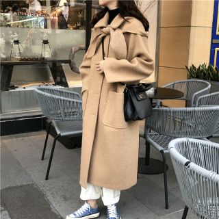 ÁO DẠ DÀI HÀN QUỐC CỔ CÓ DÂY NƠ