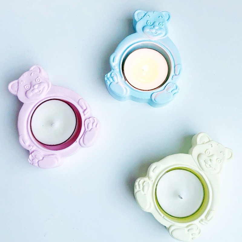 Khuôn silicone hình gấu dùng đúc giá đỡ nến sáp diy