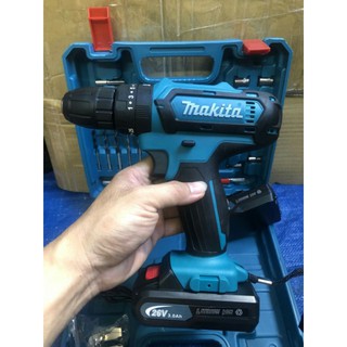 Máy khoan pin 26V Makita 3 chức năng có búa Tặng kèm phụ kiện 24 chi tiết