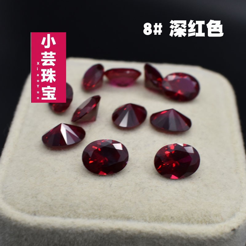 Mặt Dây Chuyền Đá Ruby Hình Oval Màu Đỏ Đậm Tự Nhiên Hình Số 8