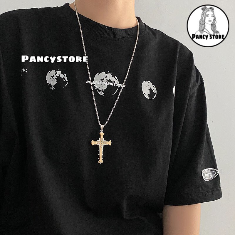 dây chuyền vòng cổ thánh giá đính kim cho nam nữ titan siêu bền không gỉ Unisex