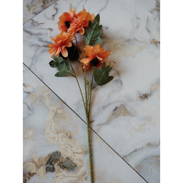 Cành hoa thược dược giả dài 72cm gồm 4 bông dùng để trang trí sự kiện, decor...