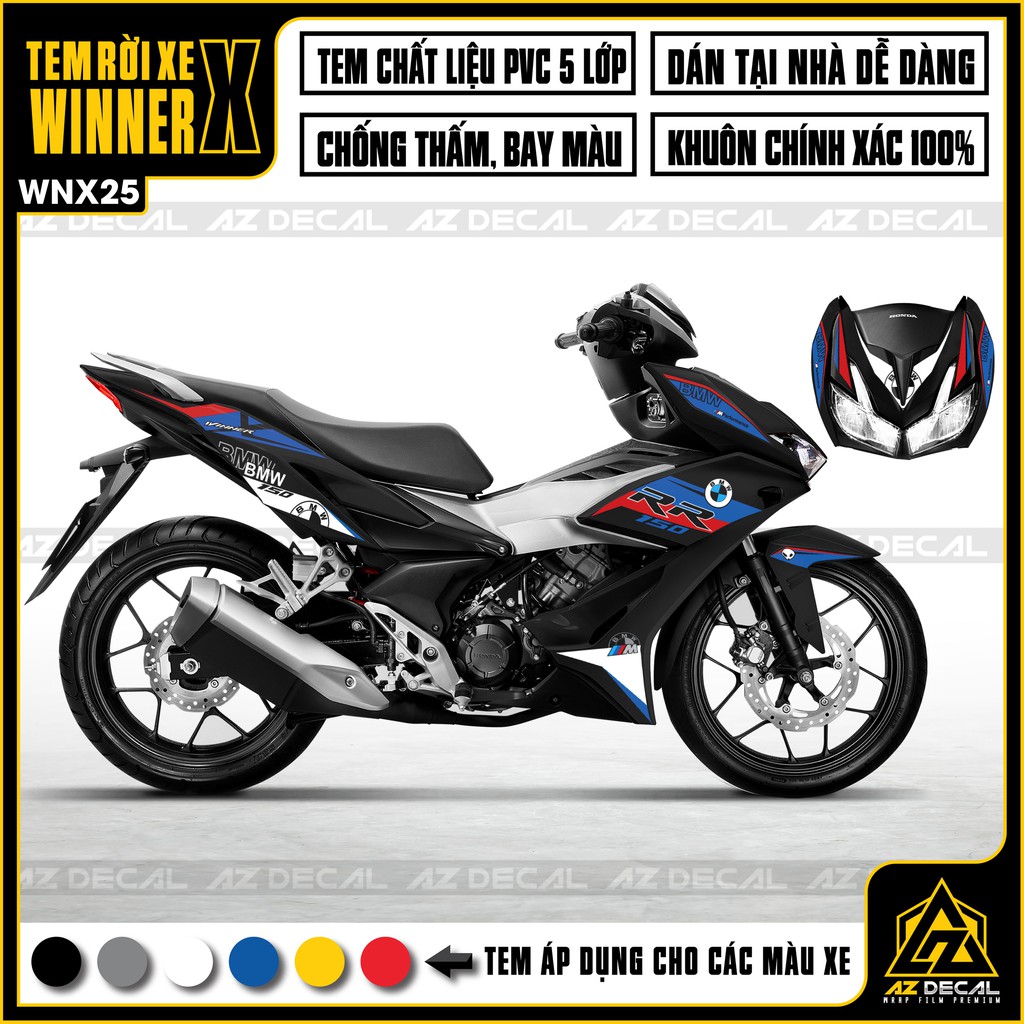 Tem Xe Winner X Mẫu BMW RR | WNX25 | Tem Xe Chống Nước, Chống Bay Màu, Decal Cắt CNC Khuôn Sẵn