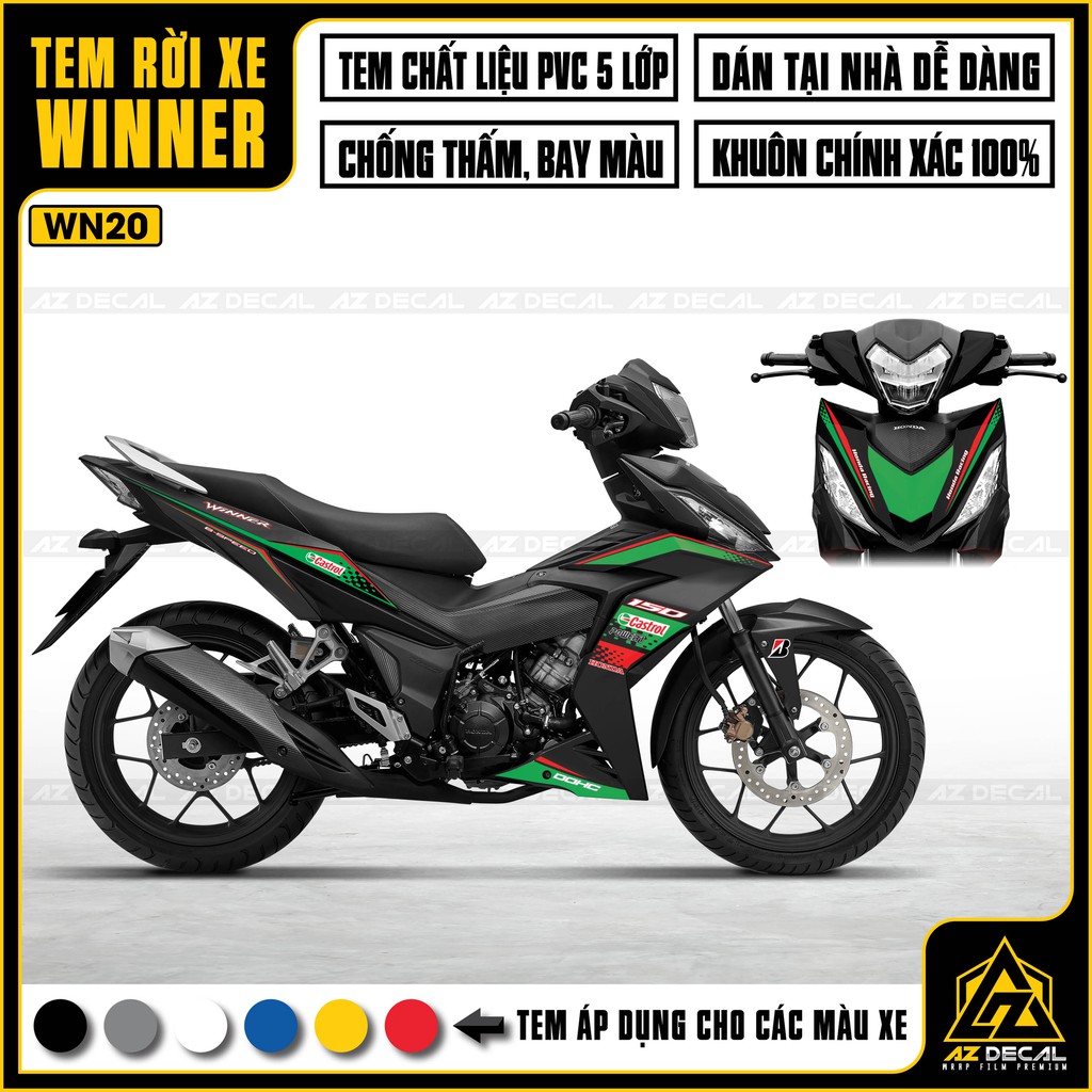 Tem Xe Winner V1/150 Mẫu Castrol | WN20 | Tem Rời Chất Liệu Decal PVC Chống Nước - Áp Dụng Nhiều Màu Xe