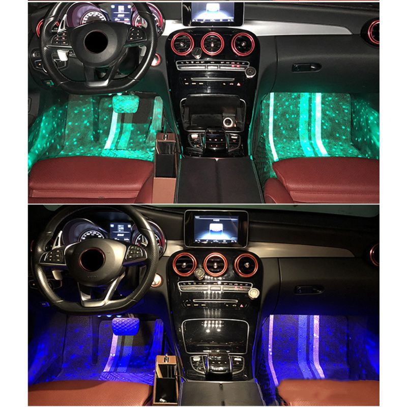 ↂHIK 7Colors Car Ambient Foot Star Starry Light Interior Neon Atmosphere Music Voice Control USB LED RGB Auto Decorativ