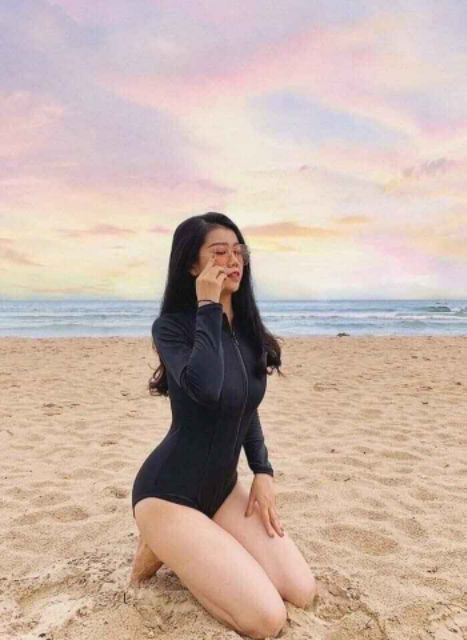 Đồ Bơi Bikini Nữ Liền Thân Tay Dài Khoé Kéo Cao Cấp Giá Rẻ