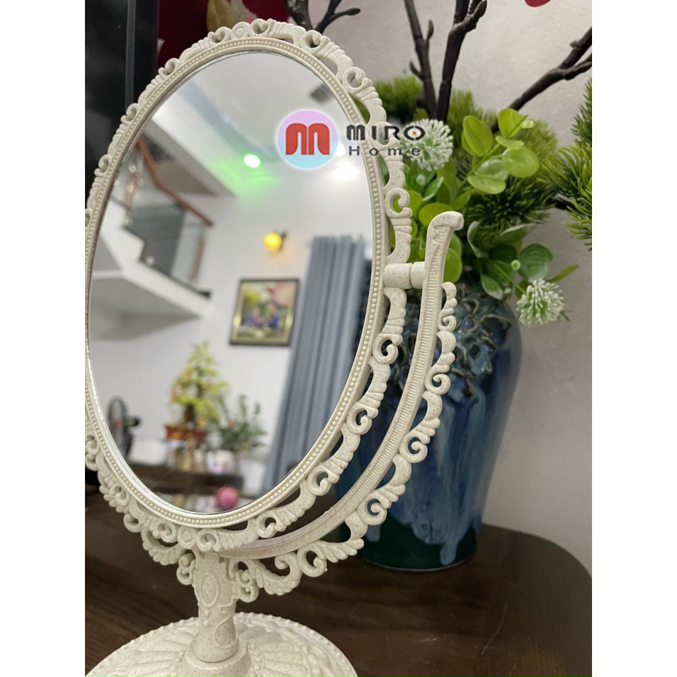 Gương trang điểm để bàn 2 mặt vintage phong cách tiểu thư công chúa MIROHOME