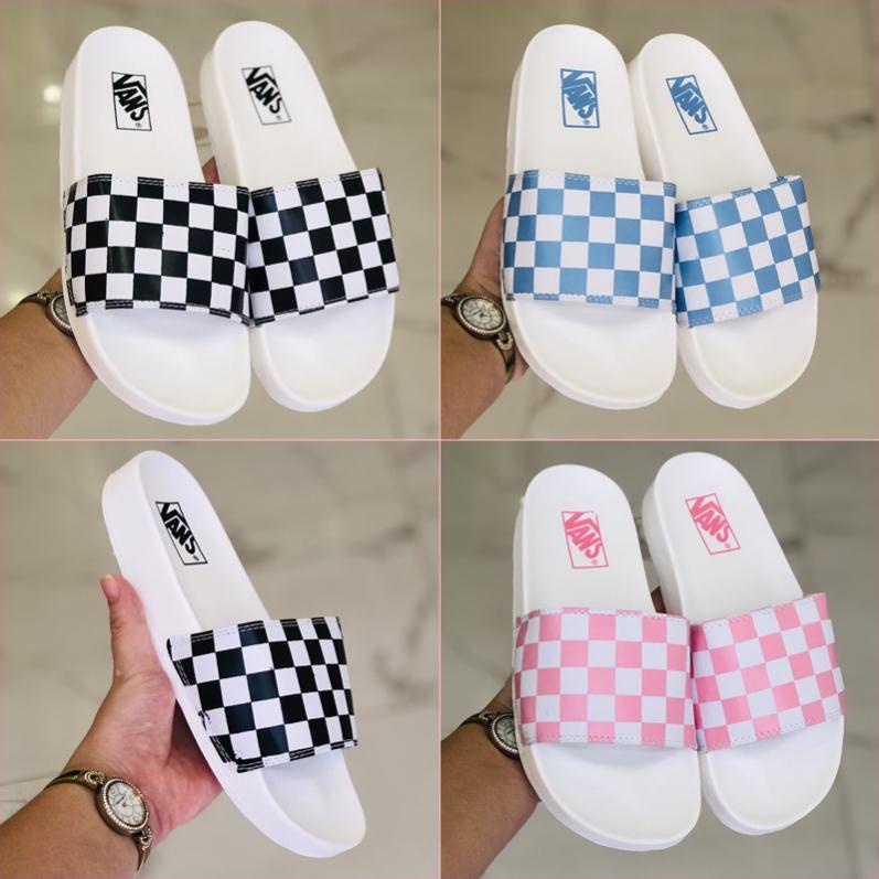 Dép unisex 𝐕𝐀𝐍𝐒 caro ❤️FREESHIP + Hộp❤️ dép quai ngang thể thao nam nữ caro nhiều màu