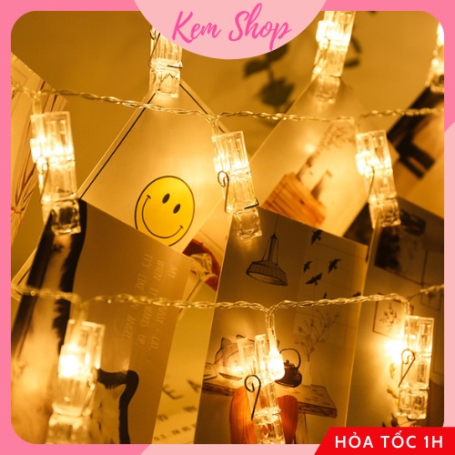 Dây đèn LED kẹp ảnh dùng pin trang trí sinh nhật, decor phòng góc học tập - Kem Shop K306