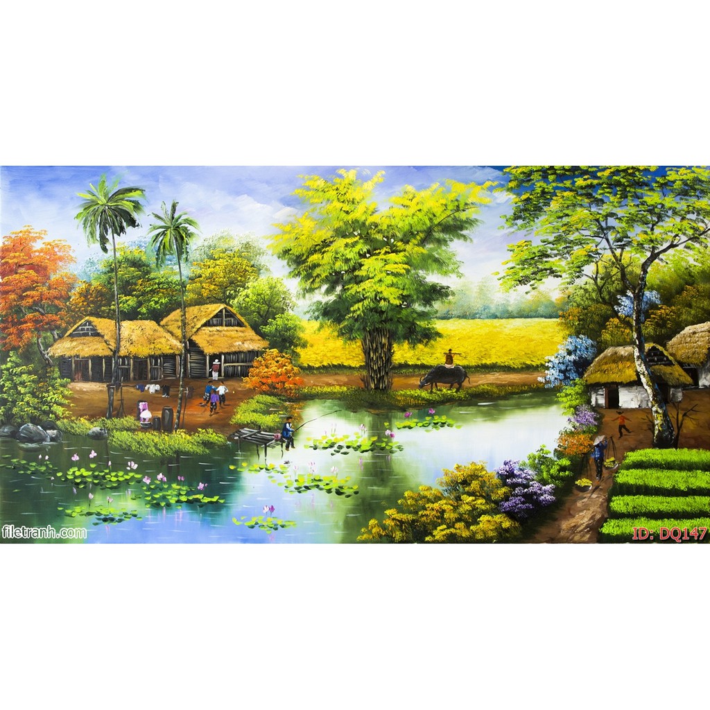 TRANH DÁN TƯỜNG 3D ĐỒNG QUÊ NHIỀU MẪU,TRANH LÀNG QUÊ DÁN TƯỜNG 3D