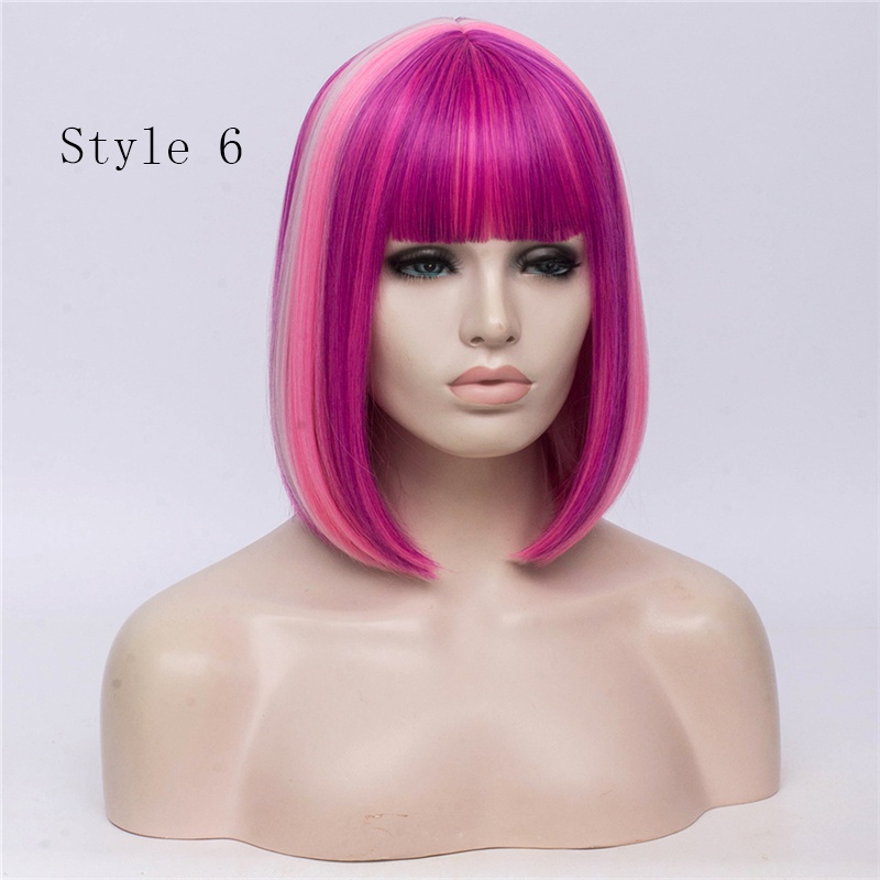 Women's New Fashion Short Straight Hair Wig with Bangs