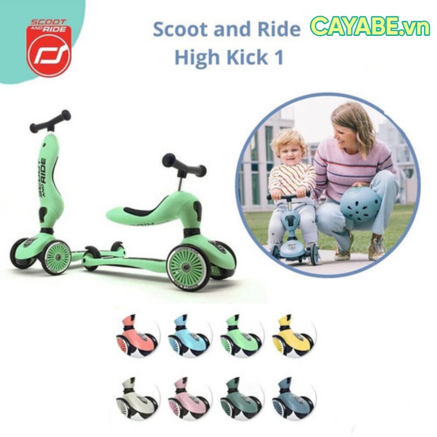 [CHÍNH HÃNG]: Xe scooter Scoot And Ride Highway Kick 1 cho bé có ghế ngồi đủ 8 màu (1-5 tuổi)