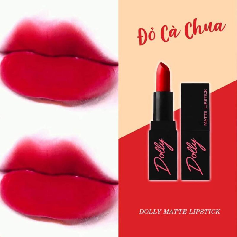 Son Môi DOLLY MATTE LIPSTICK Màu Đỏ Cà Chua Mềm Mịn Lâu Trôi 3.5g