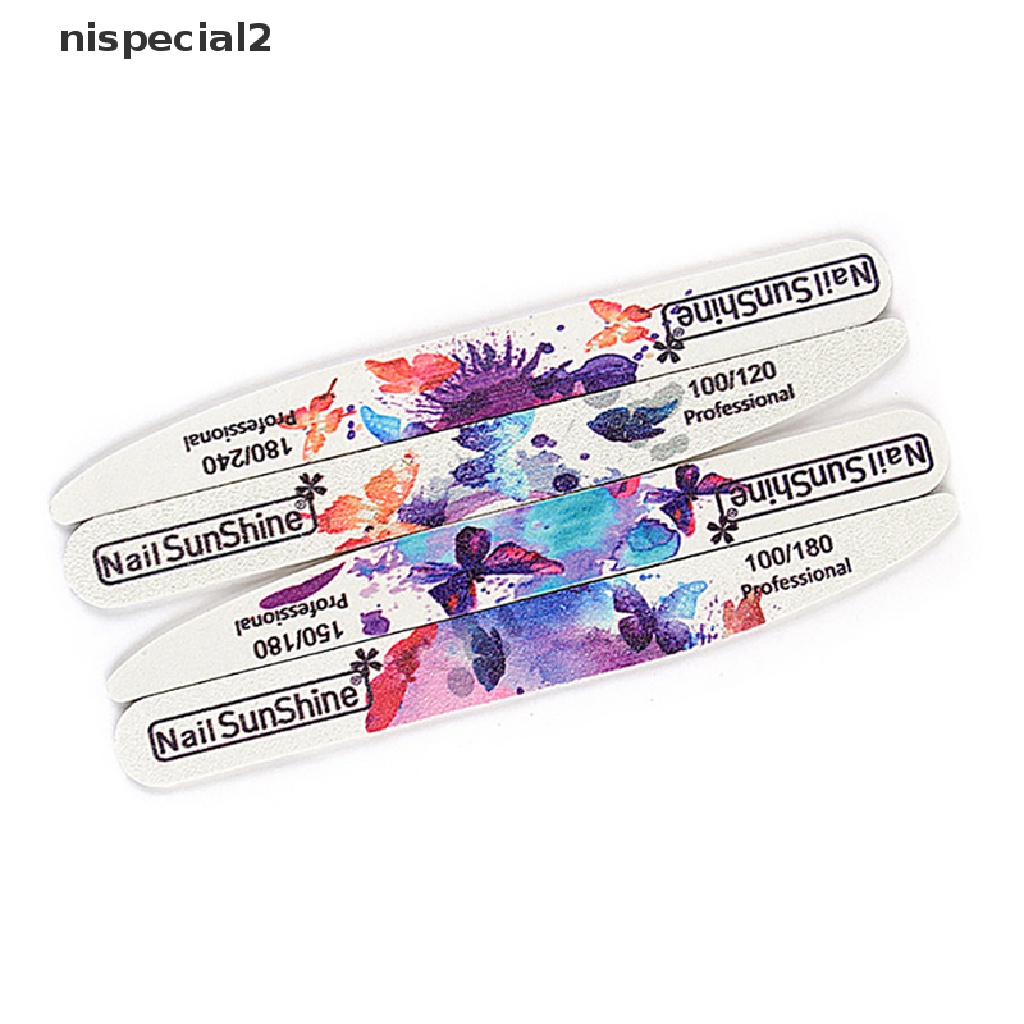 [nispecial2] 4Pcs/Lot Wooden Nail Files Butterfly Printed Strong Sandpaper White Wood Files [new]