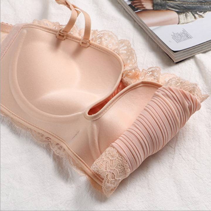 Bộ Đồ Lót Không Gọng Cúp Ngang Nhún Ren Siêu Yêu | BigBuy360 - bigbuy360.vn