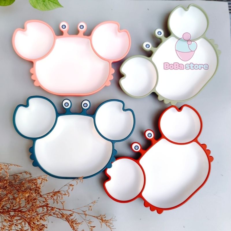 Khay ăn dặm silicon cho bé - hình cua (No Brand)