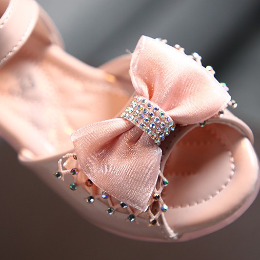 Giày Sandal bé gái kiểu dáng đính nơ điệu đà cho bé gái 2-5 tuổi