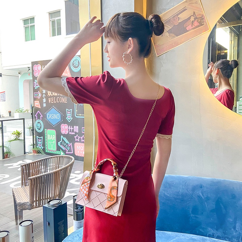 Túi Xách Đeo Chéo Vải Lụa Cỡ Nhỏ Phối Khăn Quàng Cổ Thời Trang Quý Phái Dành Cho Nữ