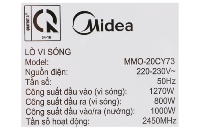 Đĩa lò vi sóng Midea MMO-20CY73 (20 lít)