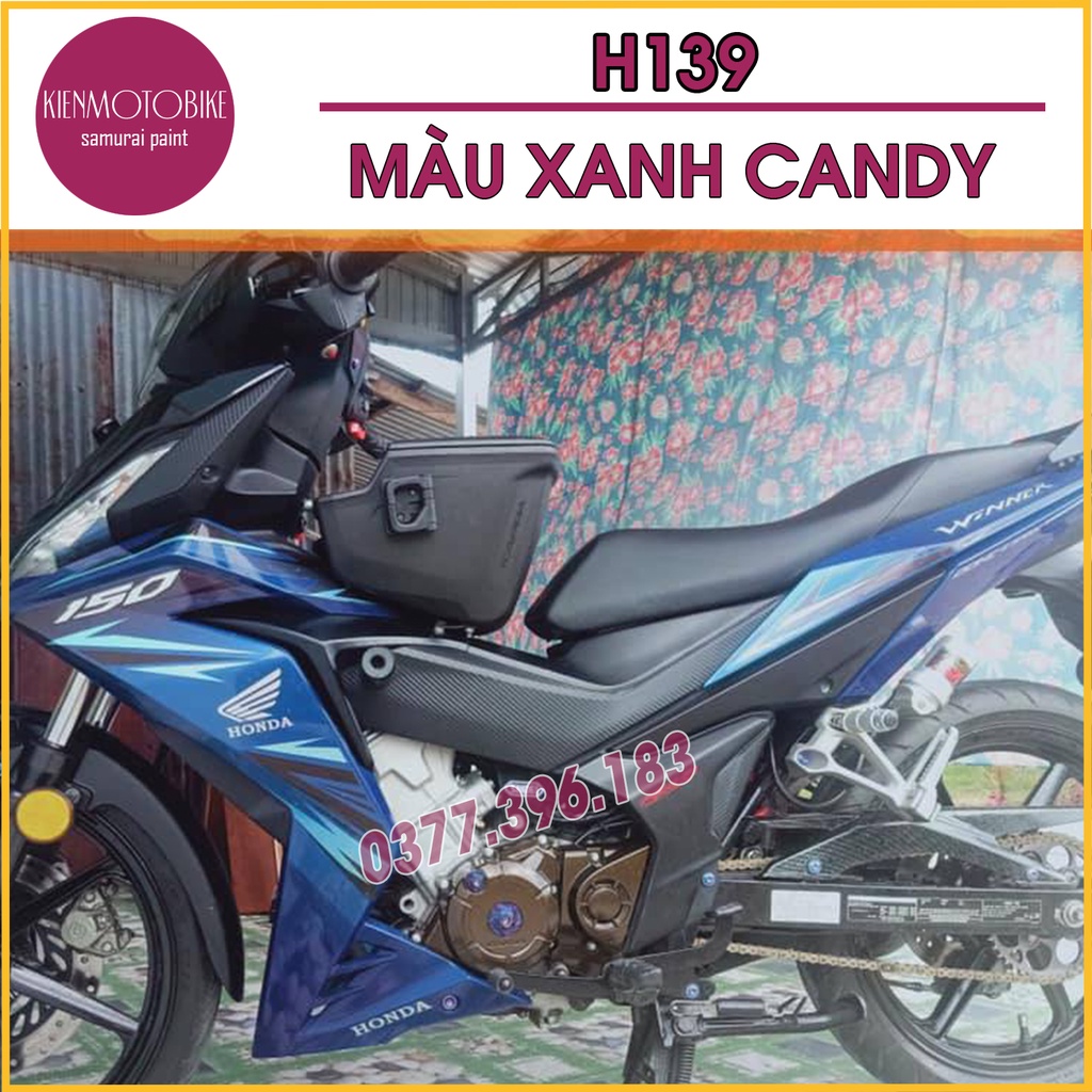 Sơn Samurai màu xanh cơ bản H139 - chai sơn xịt chuyên dụng dành cho sơn xe máy